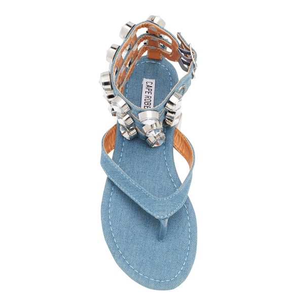 New🔥Denim Thong Open Toe Rhinestone Cuff Ankle Strap Gladiator Sandal FREE Gift - Picture 5 of 5